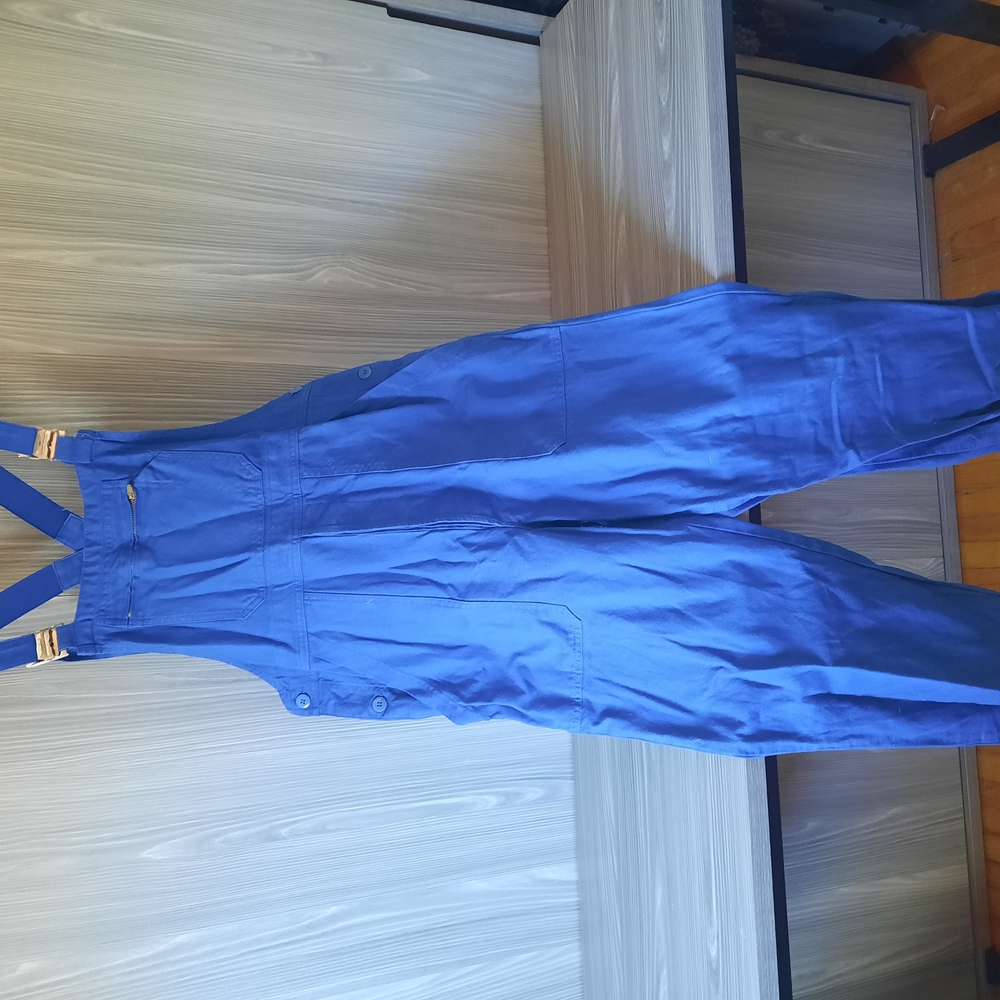 Vibrant Blue Jumpsuit with Adjustable Straps and Wide Legs